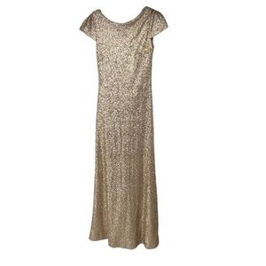 Sorella Vita Rose Gold Sequin Cap Sleeve‎ Long Formal Dress